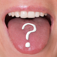 Woman With Question Mark On Tongue