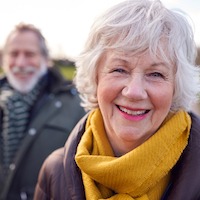 Older Lady With White Hair Smiling