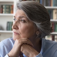 older woman looking off to the side